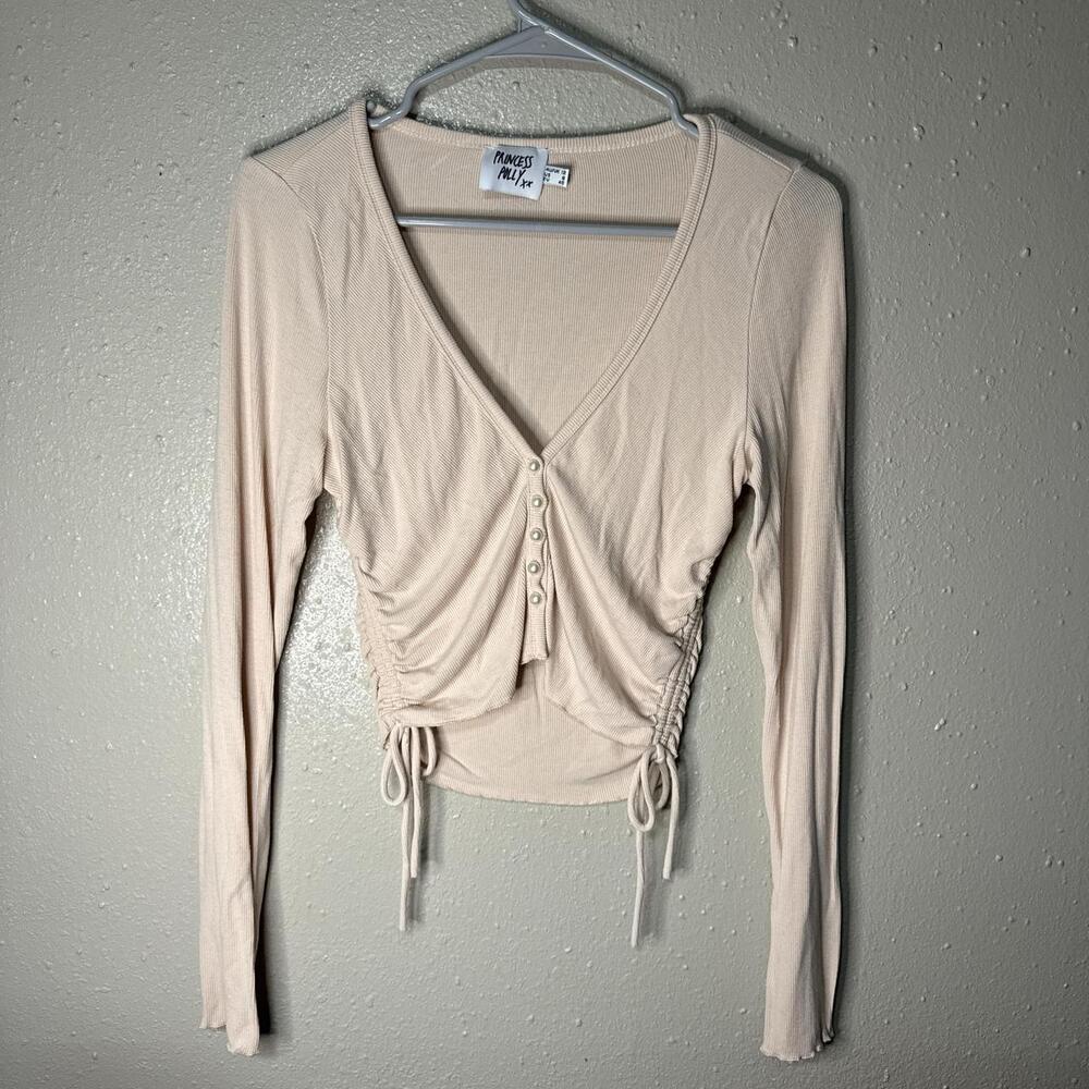 Princess Polly Cream long sleeve crop top #croptop